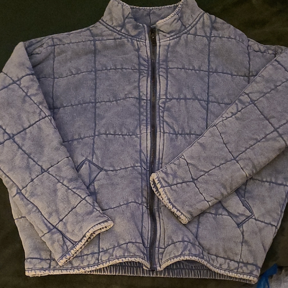 Zenana Outfitters Blue Jean Jacket Quilted Design